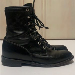 Vintage Justin Lace Up Combat / Moto Boots